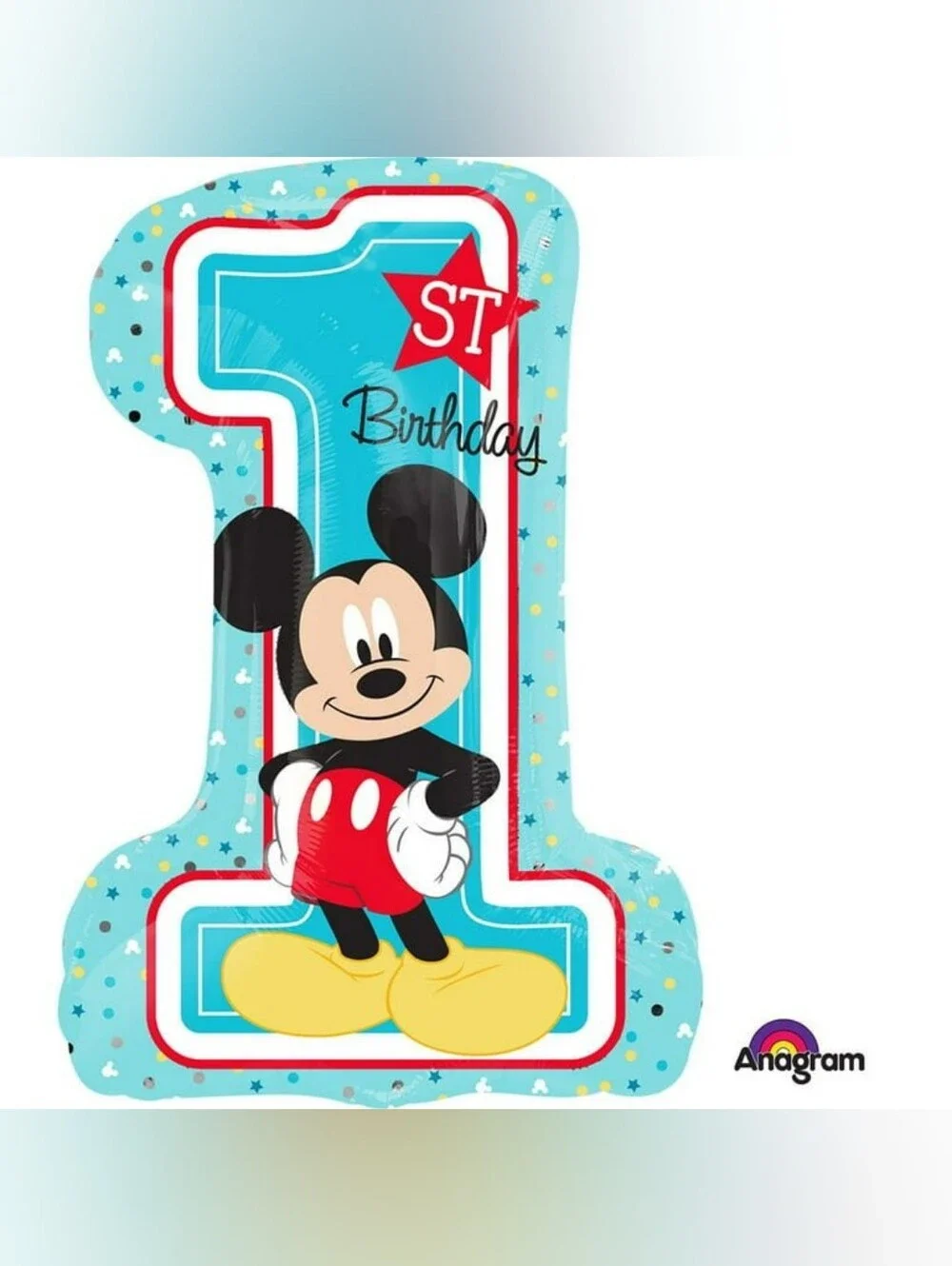 Mickey Mouse 1st Birthday Blue Number 1 Foil Balloon